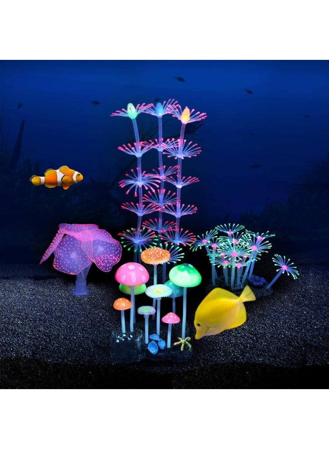 4 Pack Aquarium Decorations Coral Reef  Mushroom Anemone Simulation Coral Plant  Effect Silicone for Fish Tank Decorations - Image 5
